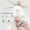 Qcyuui 106cm Ventilateur Plafond avec Lumière LED Silencieux, Moteur DC Réversible, Télécommande, 6 Vitesses, Minuterie, Contrôl