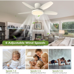 Qcyuui 106cm Ventilateur Plafond avec Lumière LED Silencieux, Moteur DC Réversible, Télécommande, 6 Vitesses, Minuterie, Contrôl
