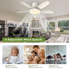 Qcyuui 106cm Ventilateur Plafond avec Lumière LED Silencieux, Moteur DC Réversible, Télécommande, 6 Vitesses, Minuterie, Contrôl