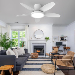 Qcyuui 106cm Ventilateur Plafond avec Lumière LED Silencieux, Moteur DC Réversible, Télécommande, 6 Vitesses, Minuterie, Contrôl