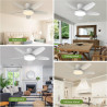 Qcyuui 106cm Ventilateur Plafond avec Lumière LED Silencieux, Moteur DC Réversible, Télécommande, 6 Vitesses, Minuterie, Contrôl