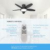 Qcyuui Noir Ventilateur Plafond avec Lumière 106cm Silencieux, Moteur DC Réversible avec Télécommande, 6 Vitesses, Fonction Minu