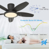Qcyuui Noir Ventilateur Plafond avec Lumière 106cm Silencieux, Moteur DC Réversible avec Télécommande, 6 Vitesses, Fonction Minu