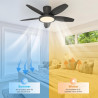 Qcyuui Noir Ventilateur Plafond avec Lumière 106cm Silencieux, Moteur DC Réversible avec Télécommande, 6 Vitesses, Fonction Minu