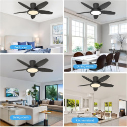 Qcyuui Noir Ventilateur Plafond avec Lumière 106cm Silencieux, Moteur DC Réversible avec Télécommande, 6 Vitesses, Fonction Minu