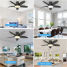 Qcyuui Noir Ventilateur Plafond avec Lumière 106cm Silencieux, Moteur DC Réversible avec Télécommande, 6 Vitesses, Fonction Minu