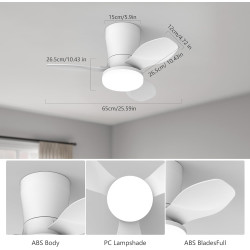 Qcyuui Ventilateur Plafond Blanc 65 cm avec Lumière LED Silencieux Moteur DC Réversible Télécommande 6 Vitesses Minuterie Contrô