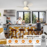Qcyuui Ventilateur Plafond Blanc 65 cm avec Lumière LED Silencieux Moteur DC Réversible Télécommande 6 Vitesses Minuterie Contrô