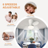 Qcyuui Ventilateur Plafond Blanc 65 cm avec Lumière LED Silencieux Moteur DC Réversible Télécommande 6 Vitesses Minuterie Contrô