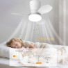 Qcyuui Ventilateur Plafond Blanc 65 cm avec Lumière LED Silencieux Moteur DC Réversible Télécommande 6 Vitesses Minuterie Contrô