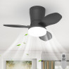 Qcyuui Plafonnier Ventilateur Noir 65 cm LED Ultra Silencieux Moteur DC Réversible Télécommande 6 Vitesses Minuterie Luminosité 
