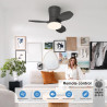 Qcyuui Plafonnier Ventilateur Noir 65 cm LED Ultra Silencieux Moteur DC Réversible Télécommande 6 Vitesses Minuterie Luminosité 