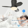 Qcyuui Plafonnier Ventilateur Noir 65 cm LED Ultra Silencieux Moteur DC Réversible Télécommande 6 Vitesses Minuterie Luminosité 
