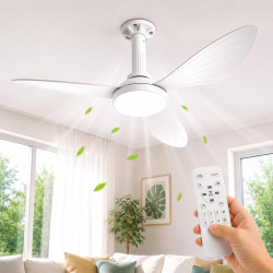 Hisummer 91cm Ventilateur Plafond avec Lumiere, Connexion E27 Uniquement avec Support Fourni, Montage Rapide Ventilateur Plafond