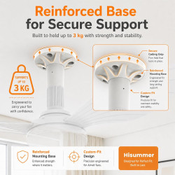 Hisummer 91cm Ventilateur Plafond avec Lumiere, Connexion E27 Uniquement avec Support Fourni, Montage Rapide Ventilateur Plafond