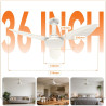 Hisummer 91cm Ventilateur Plafond avec Lumiere, Connexion E27 Uniquement avec Support Fourni, Montage Rapide Ventilateur Plafond