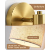 EDISHINE Lot de 2 Appliques Murales Intérieures, Applique LED Dorée avec Abat-jour en Lin, Orientable à 350°/90°, Dimmable en Co