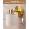 EDISHINE Lot de 2 Appliques Murales Intérieures, Applique LED Dorée avec Abat-jour en Lin, Orientable à 350°/90°, Dimmable en Co