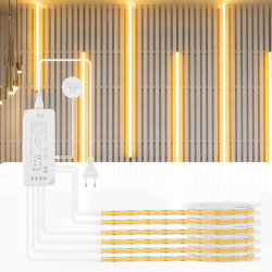 Ruban LED COB 6 x 1 m, Dimmable Contrôle Tactile pour Éclairage de Panneaux Acoustiques, Vitrines, Armoires, Cuisines, Caves à V