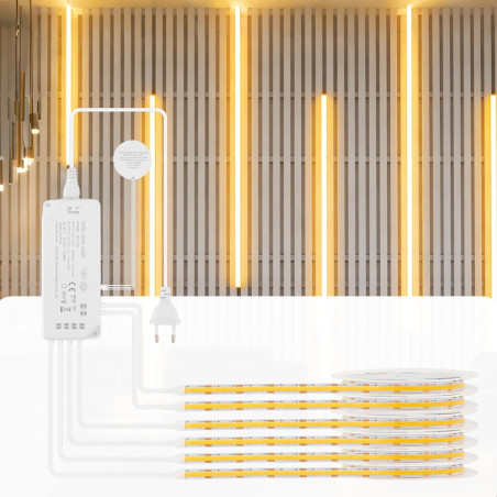 Ruban LED COB 6 x 1 m, Dimmable Contrôle Tactile pour Éclairage de Panneaux Acoustiques, Vitrines, Armoires, Cuisines, Caves à V