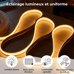 Ruban LED COB 6 x 1 m, Dimmable Contrôle Tactile pour Éclairage de Panneaux Acoustiques, Vitrines, Armoires, Cuisines, Caves à V