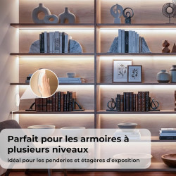 Ruban LED COB 6 x 1 m, Dimmable Contrôle Tactile pour Éclairage de Panneaux Acoustiques, Vitrines, Armoires, Cuisines, Caves à V