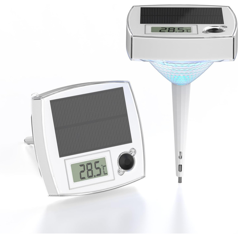Lot de 2 Thermomètres de Piscine Lumineux RGB – Flottants Sans Fil avec 7 Couleurs LED, Écran LCD Précis, Étanche IP68, à Énergi