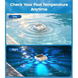 Lot de 2 Thermomètres de Piscine Lumineux RGB – Flottants Sans Fil avec 7 Couleurs LED, Écran LCD Précis, Étanche IP68, à Énergi