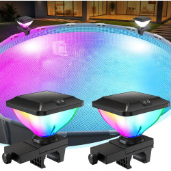 DeeprBling Lumiere Solaires pour Piscine Hors Sol à Cadre,Lampe Piscine Hors Sol RGB Spectacle de Lumières,Haute Luminosité,Arrê