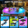 DeeprBling Lumiere Solaires pour Piscine Hors Sol à Cadre,Lampe Piscine Hors Sol RGB Spectacle de Lumières,Haute Luminosité,Arrê