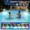 DeeprBling Lumiere Solaires pour Piscine Hors Sol à Cadre,Lampe Piscine Hors Sol RGB Spectacle de Lumières,Haute Luminosité,Arrê