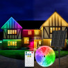 Solaire Ruban LED Exterieur, 5m Bande LED Exterieure Autocollante avec Télécommande, Dimmable, 19 Mode, 320 LED, IP65 Étanche, L