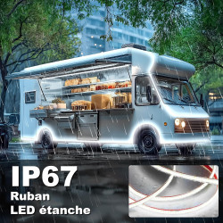 Gliztech Ruban LED 12v Lumière pour Auvent Camping car, lampes pour auvent extérieur de camping-car, IP67 COB Ruban LED Exterieu