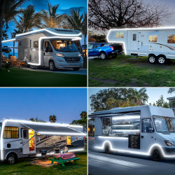 Gliztech Ruban LED 12v Lumière pour Auvent Camping car, lampes pour auvent extérieur de camping-car, IP67 COB Ruban LED Exterieu