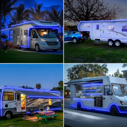 Gliztech Ruban LED 12v Lumière pour Auvent Camping car, lampes pour auvent extérieur de camping-car, IP67 COB Ruban LED Exterieu