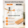 Airwit 152cm Ventilateur Plafond Grand avec Pales en Bois Massif, Ventilateur Plafond avec Lumiere LED Réglable et Télécommande,