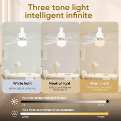 Ventilateur De Plafond Avec Lumiere,Plafonnier Ventilateur Et Telecommande,Led Ventilateur Dimmable Plafonnier Avec 30W E27 Lamp