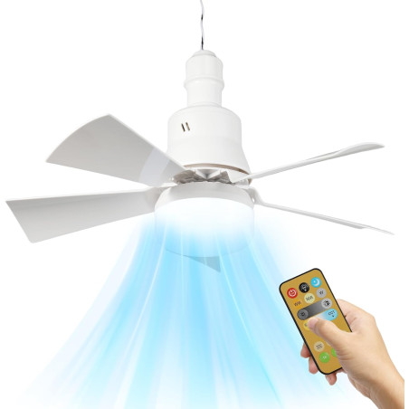 Ventilateur De Plafond Avec Lumiere,Plafonnier Ventilateur Et Telecommande,Led Ventilateur Dimmable Plafonnier Avec 30W E27 Lamp