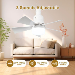 Ventilateur De Plafond Avec Lumiere,Plafonnier Ventilateur Et Telecommande,Led Ventilateur Dimmable Plafonnier Avec 30W E27 Lamp