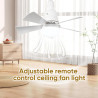 Ventilateur De Plafond Avec Lumiere,Plafonnier Ventilateur Et Telecommande,Led Ventilateur Dimmable Plafonnier Avec 30W E27 Lamp