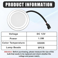 Ampoule LED pour Hotte Aspirante 12V – 2 Pièces Spots LED Encastrables Module Éclairage Hotte Ø6,8 cm, 1.5W, 6500K – Connecteur 