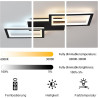 Plafonnier LED Noir 33W 54CM, Éclairage de Plafond Moderne à 3 Rectangles, Télécommande pour Réglage de 3 Couleurs et Luminosité