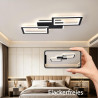 Plafonnier LED Noir 33W 54CM, Éclairage de Plafond Moderne à 3 Rectangles, Télécommande pour Réglage de 3 Couleurs et Luminosité