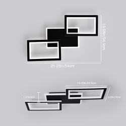 Plafonnier LED Noir 33W 54CM, Éclairage de Plafond Moderne à 3 Rectangles, Télécommande pour Réglage de 3 Couleurs et Luminosité