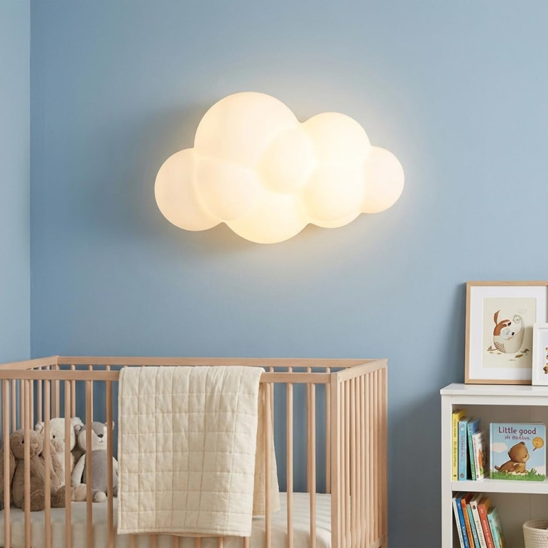 Alpinaluz Aplique Murale LED Enfant Nuage 3D 7W en Policarbonate Blanc avec Lumière Tricolore CCT 3000K/4000K/6000K, Design Mode