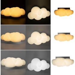 Alpinaluz Aplique Murale LED Enfant Nuage 3D 7W en Policarbonate Blanc avec Lumière Tricolore CCT 3000K/4000K/6000K, Design Mode