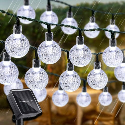 Guirlande Lumineuse Exterieur Solaire, LEDs Guirlande 8 Modes, Guinguette Extérieur, IP65 Étanche, pour Terrasse Balcon Fête Jar