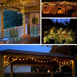 Guirlande Lumineuse Exterieur Solaire, LEDs Guirlande 8 Modes, Guinguette Extérieur, IP65 Étanche, pour Terrasse Balcon Fête Jar