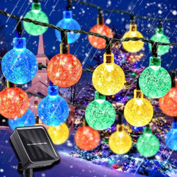 Guirlande Lumineuse Exterieur Solaire, LEDs Guirlande 8 Modes, Guinguette Extérieur, IP65 Étanche, pour Terrasse Balcon Fête Jar
