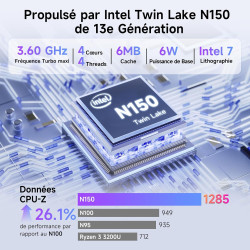 BMAX Ordinateur Portable 2 en 1 Intel N150 (surpasse N100/R3 3200U) Écran Tactile PC Portable 14" 16Go RAM 512Go SSD Clavier Rét